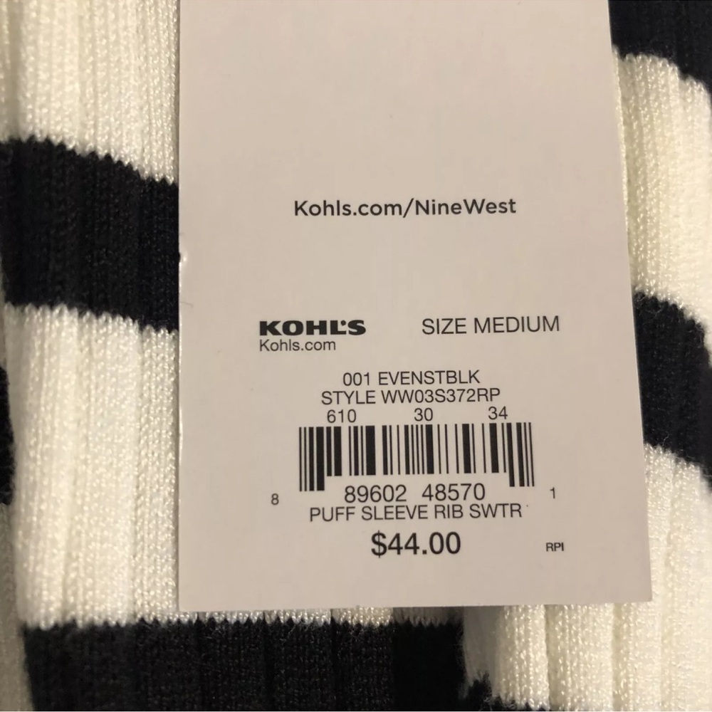 Nine West Women’s Ribbed design Puff sleeves Sweater - Picture 7 of 7